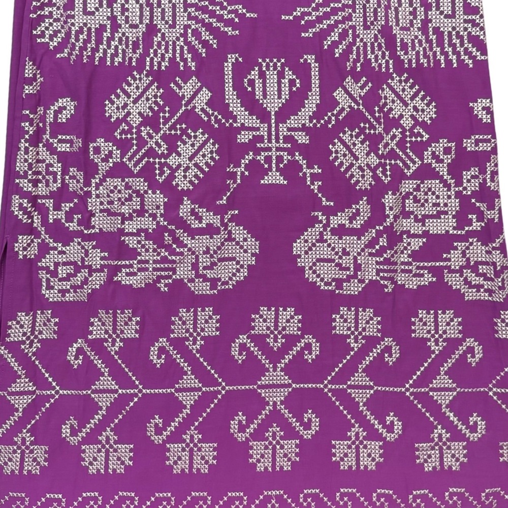 NEW Figue Dress Kaftan XS Purple Peacock Embroidered Maxi Spring Wedding Guest - Picture 11 of 14